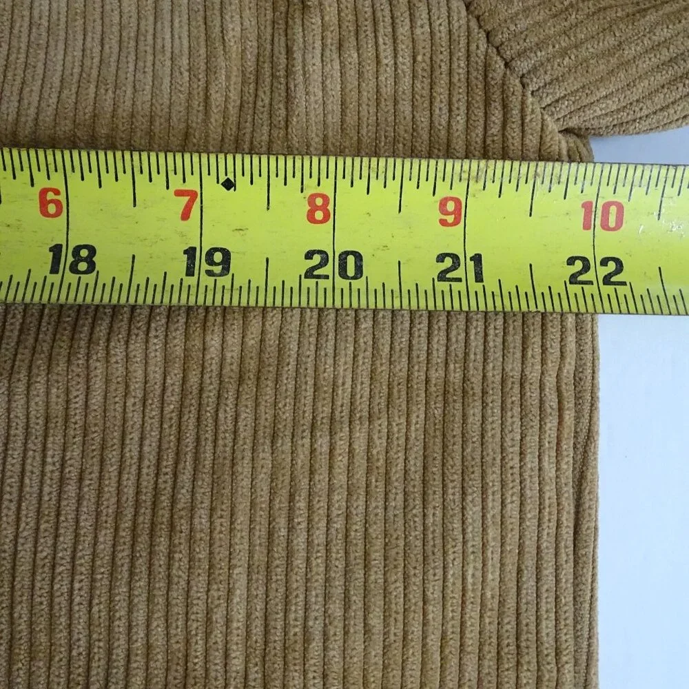 Corduroy Button Up Shirt Jacket Tan Women Size L Long Sleeve Pockets - Picture 9 of 11